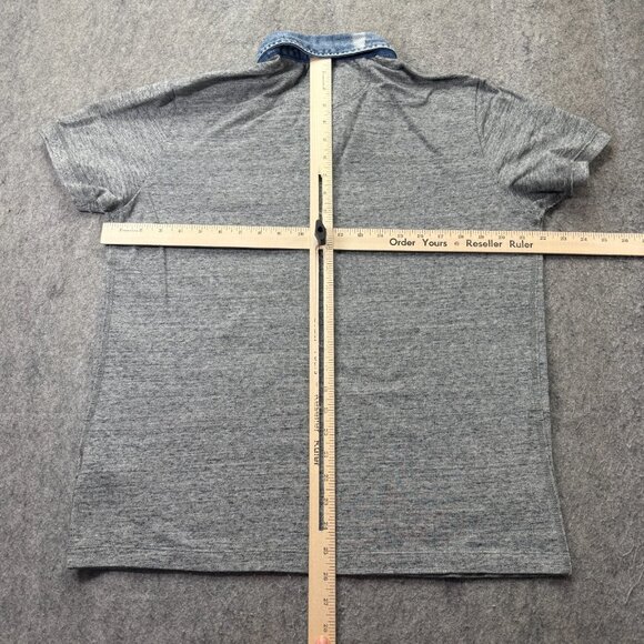Diesel Polo Shirt Men XL Gray Blue Popover Short Sleeve - Picture 9 of 13